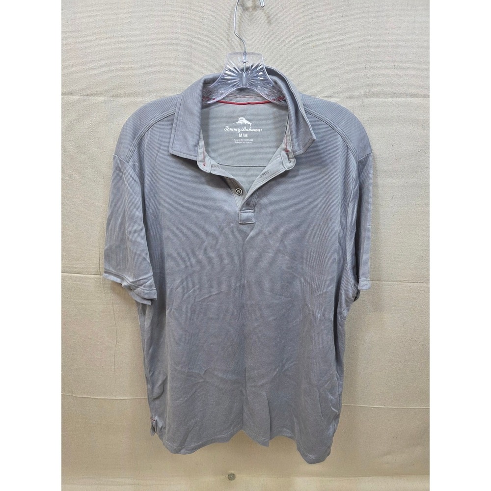 Tommy‎ Bahama Emfielder Polo Shirt Mens Medium Gray Tencel Modal Short Sleeve